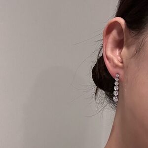 NEW Diamonique Silver Diamond Drop Earrings